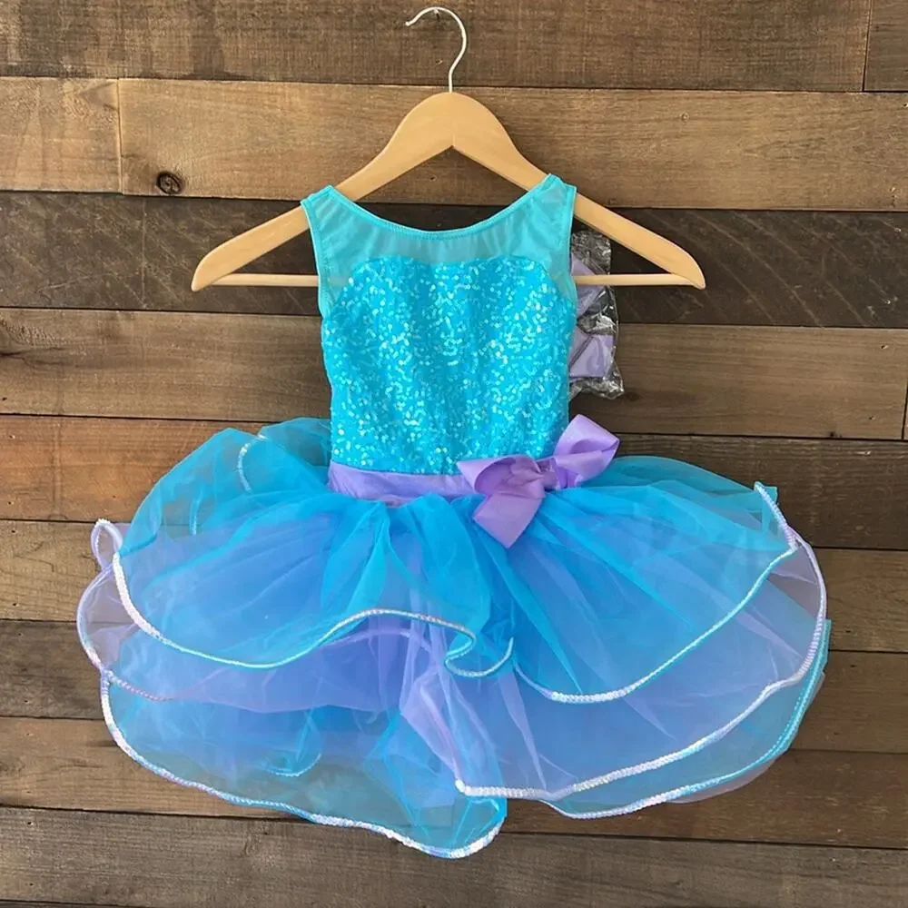 NWOT Weissman Girl's Wiggle Wiggle Wiggle Dress Dance Costume in Blue
